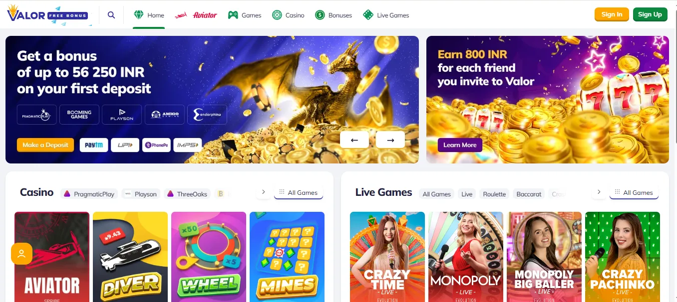 valor casino India